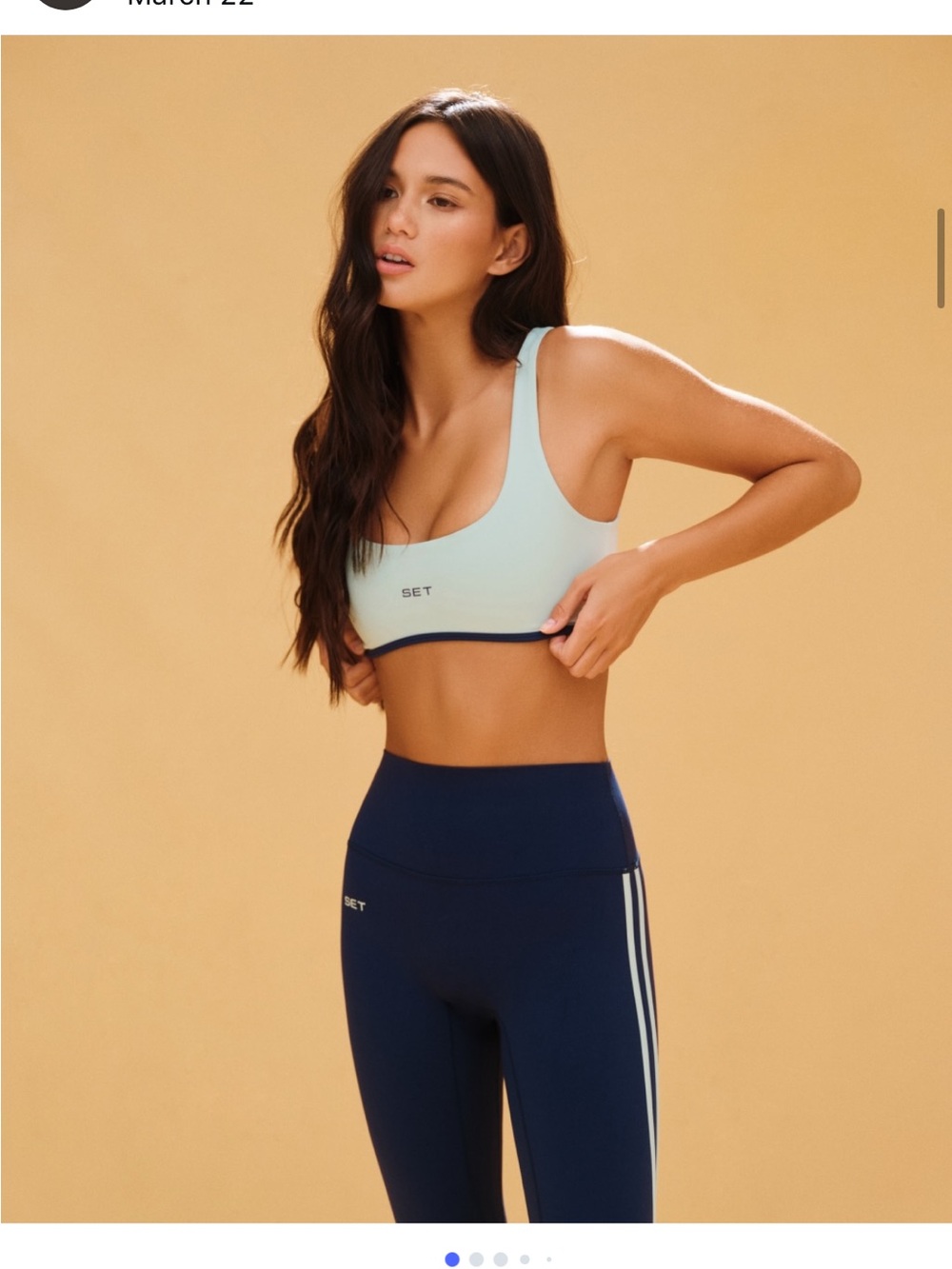 SET Active Lux Duo Stripe Leggings & Lux Rise Bra in Spearmint - Picture 2 of 3